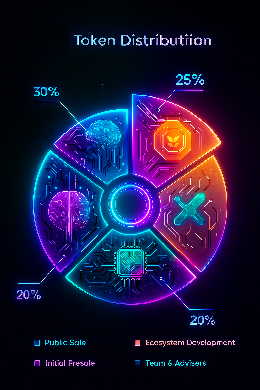 Pie chart of SPCX20B token distribution